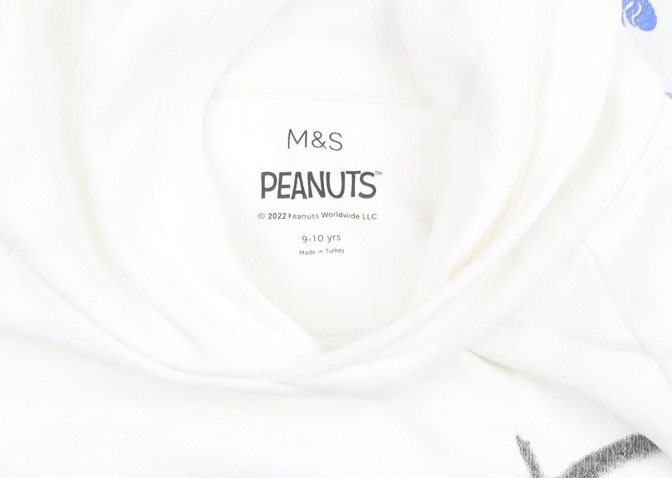 Marks and Spencer Girls White Snoopy Hoodie 9-10 Years