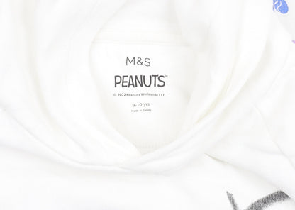 Marks and Spencer Girls White Snoopy Hoodie 9-10 Years