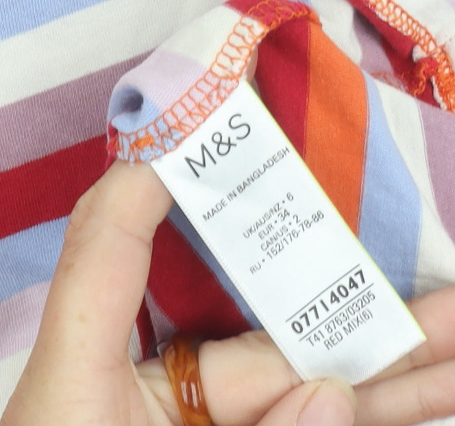 Marks and Spencer Women's Multicoloured Striped T-Shirt