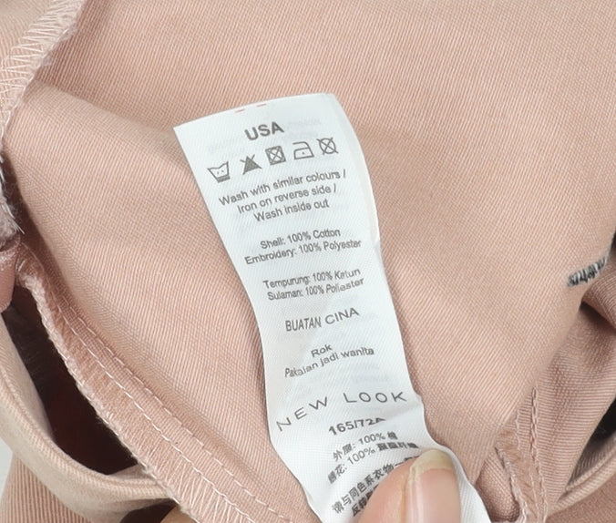 New Look Women's Beige Embroidered Skirt, Size 10