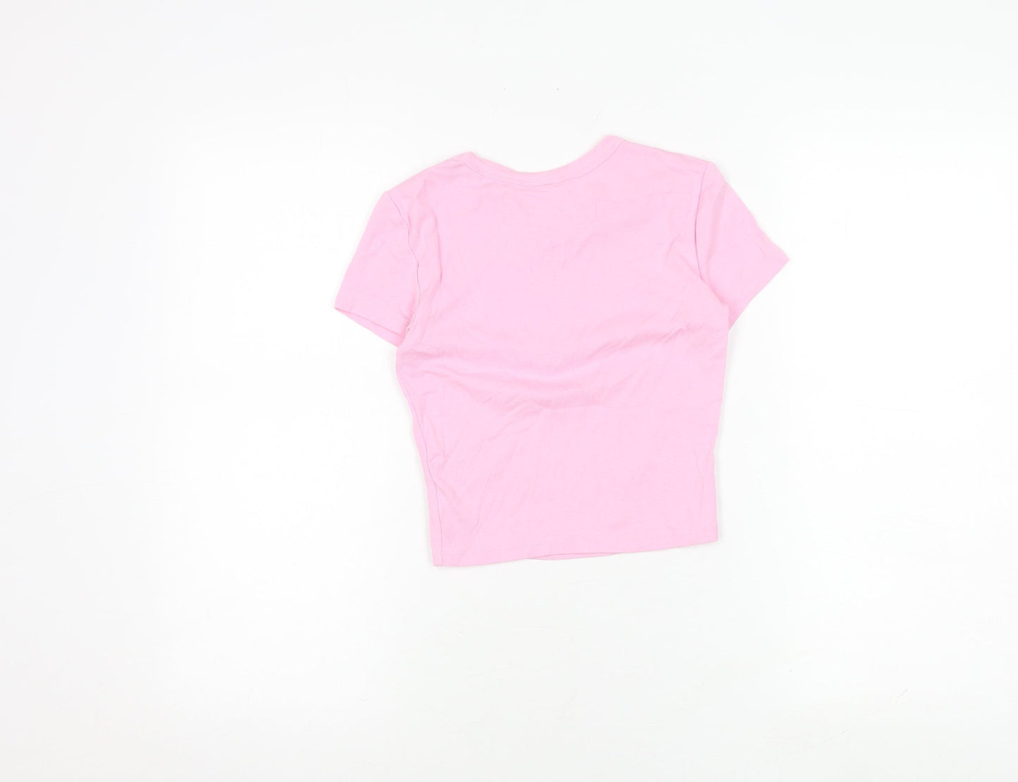 Womens UK Size XS Bershka Pink Basic T-Shirt