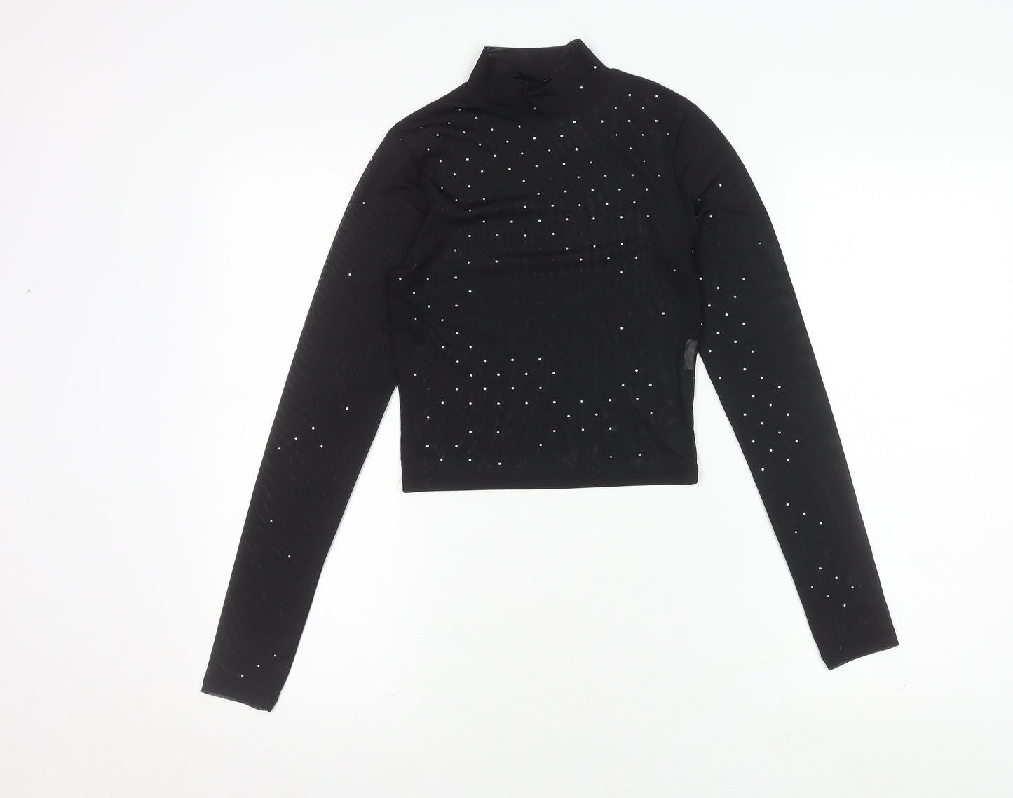 Womens UK Size 2 Pull & Bear Black Cropped Blouse