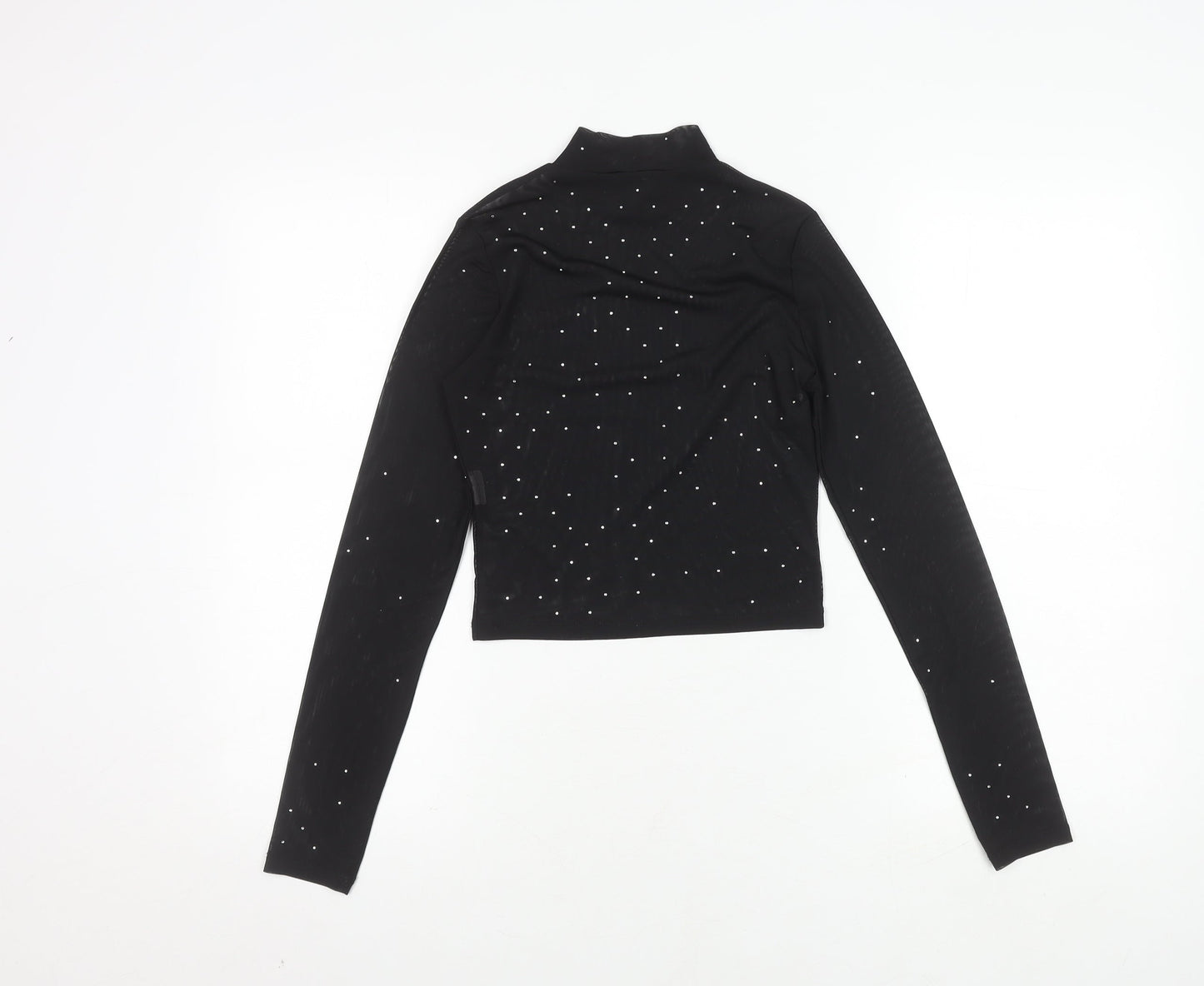 Womens UK Size 2 Pull & Bear Black Cropped Blouse