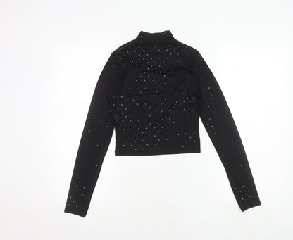 Womens UK Size 2 Pull & Bear Black Cropped Blouse
