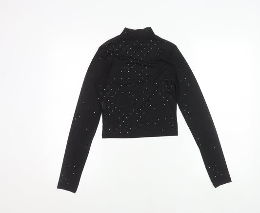 Womens UK Size 2 Pull & Bear Black Cropped Blouse