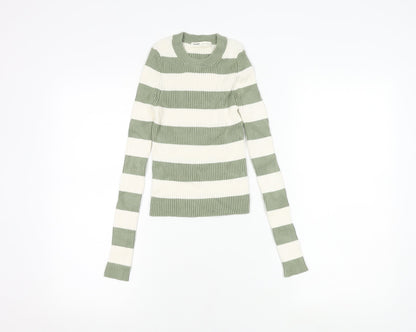 Womens UK Size S Pull & Bear Green Basic T-Shirt
