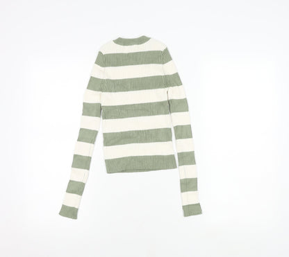 Womens UK Size S Pull & Bear Green Basic T-Shirt