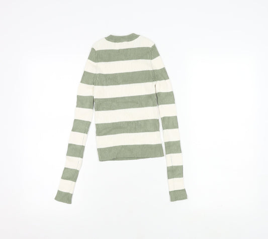 Womens UK Size S Pull & Bear Green Basic T-Shirt