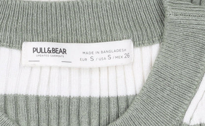 Womens UK Size S Pull & Bear Green Basic T-Shirt