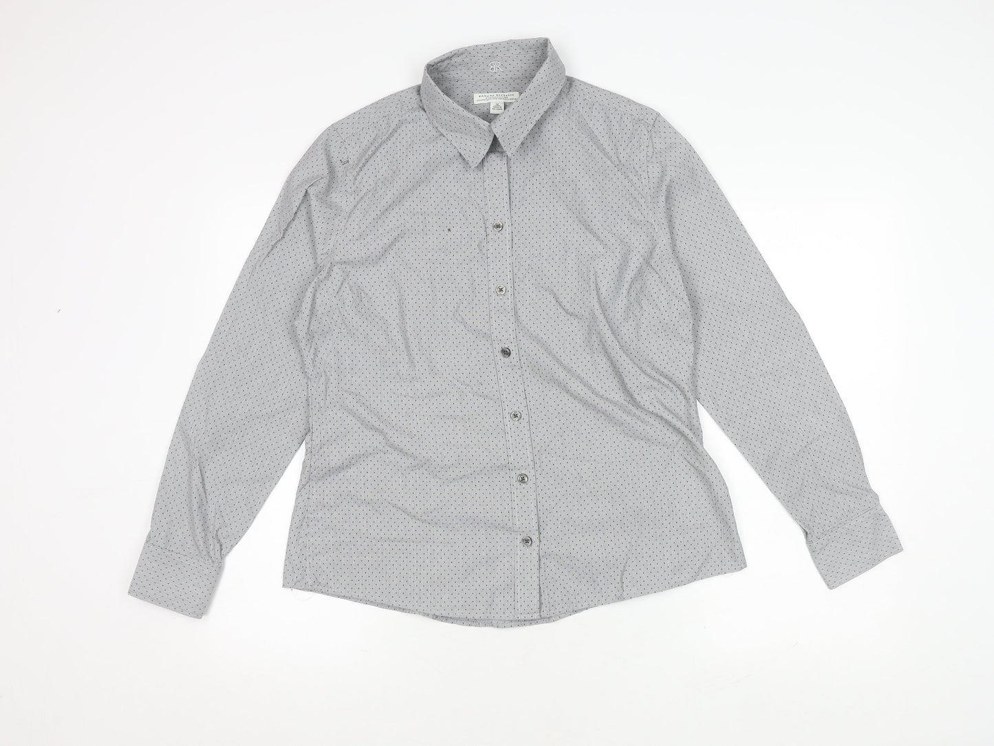 Banana Republic Men's Grey Striped Shirt, Size 12, Button-Up