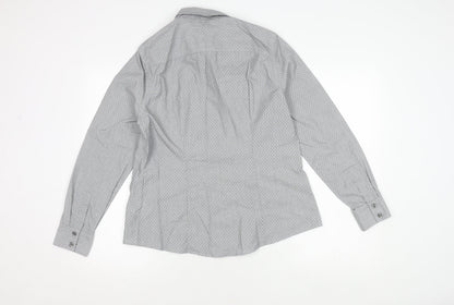 Banana Republic Men's Grey Striped Shirt, Size 12, Button-Up