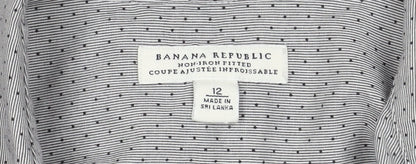 Banana Republic Men's Grey Striped Shirt, Size 12, Button-Up
