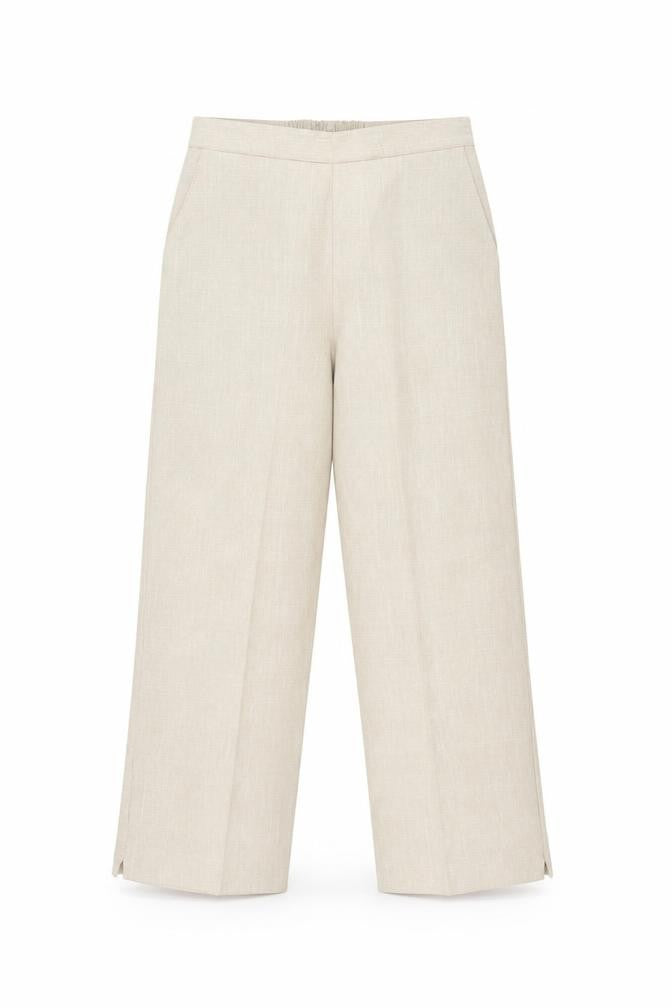 Womens UK Size 12 BASSINI Regular Fit Casual Beige Trousers