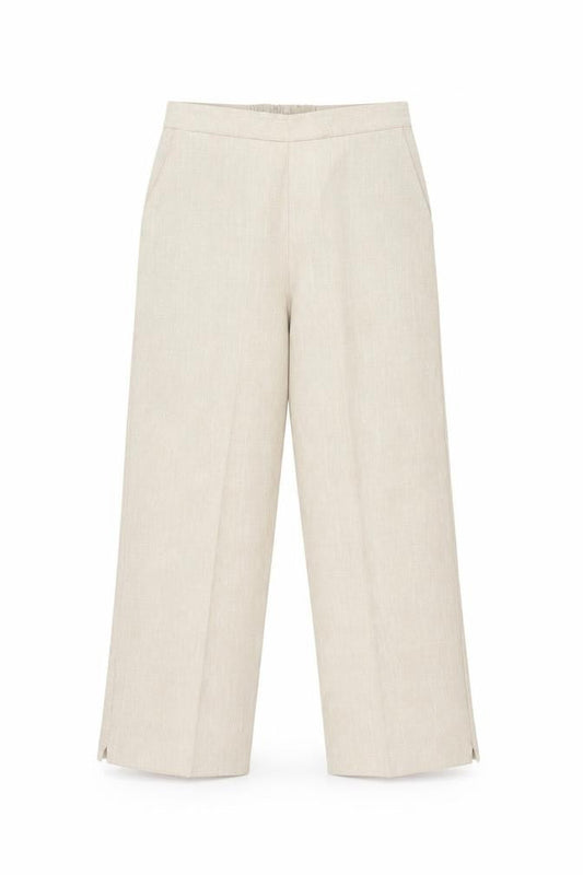 Womens UK Size 12 BASSINI Regular Fit Casual Beige Trousers