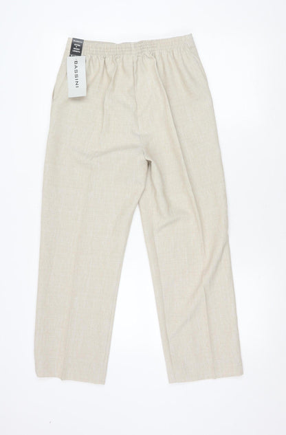 Womens UK Size 12 BASSINI Regular Fit Casual Beige Trousers