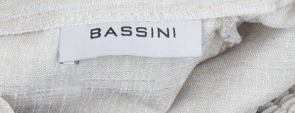 Womens UK Size 12 BASSINI Regular Fit Casual Beige Trousers