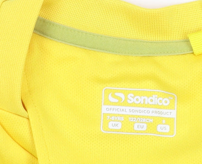 Sondico Boys Yellow Football Jersey, Colourblock, 7-8 Years