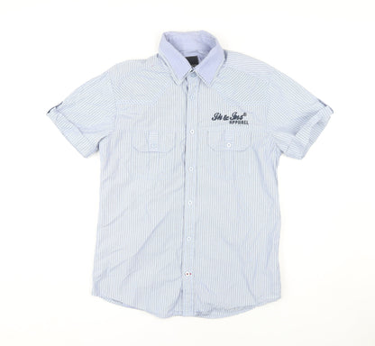 Jack & Jones Men's Blue Striped Short Sleeve Shirt M