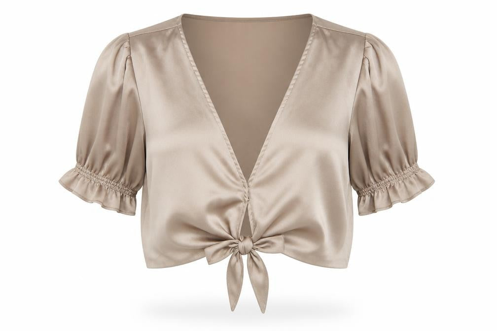 Womens UK Size S Abercrombie & Fitch Beige Wrap Blouse
