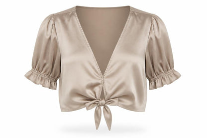 Womens UK Size S Abercrombie & Fitch Beige Wrap Blouse