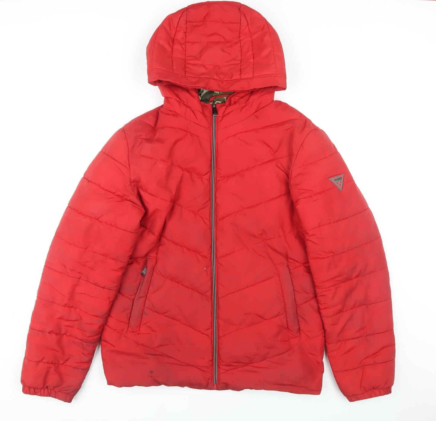 Mens UK Size M GUESS Red Puffer Jacket