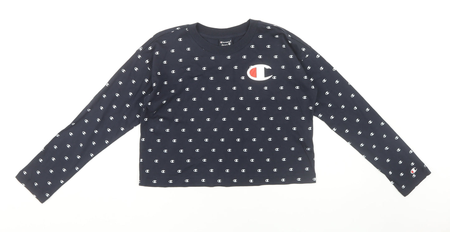 Champion Women's Blue Cropped T-Shirt, XS