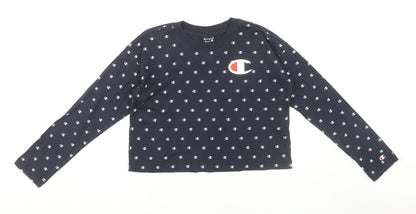 Champion Women's Blue Cropped T-Shirt, XS