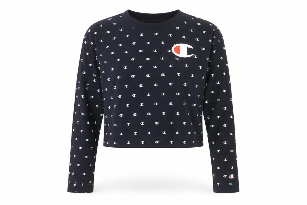 Womens UK Size XS Champion Blue Cropped T-Shirt