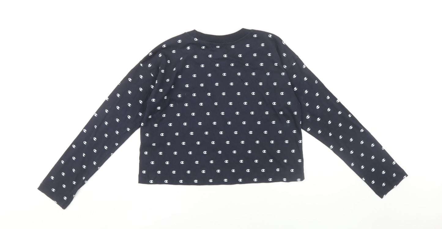 Champion Women's Blue Cropped T-Shirt, XS