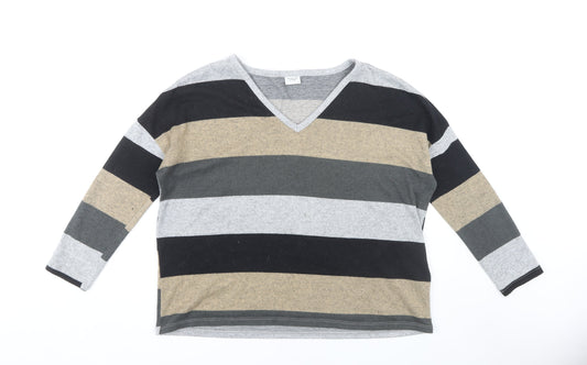 Jacqueline de Yong Women's V-Neck Striped Top, L