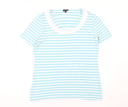Jaeger Women's Blue Stripe T-Shirt, Size L, Casual Style