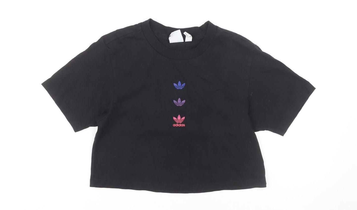 Womens UK Size 6 adidas Black Cropped T-Shirt