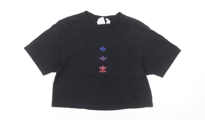 Womens UK Size 6 adidas Black Cropped T-Shirt
