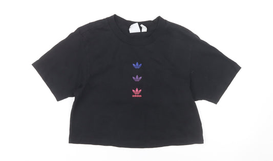 Womens UK Size 6 adidas Black Cropped T-Shirt