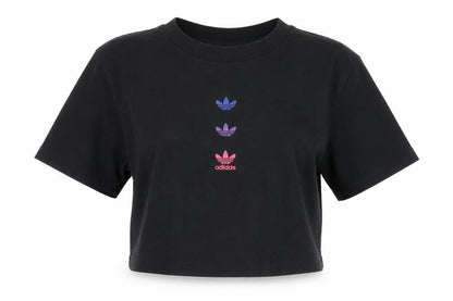 Womens UK Size 6 adidas Black Cropped T-Shirt