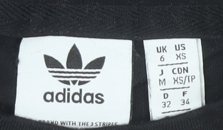 Womens UK Size 6 adidas Black Cropped T-Shirt