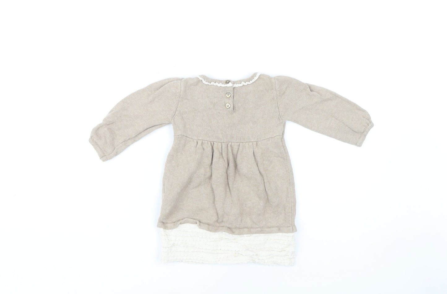 Rachel Ashwell Beige Baby Dress with Bow, 6-9 Months