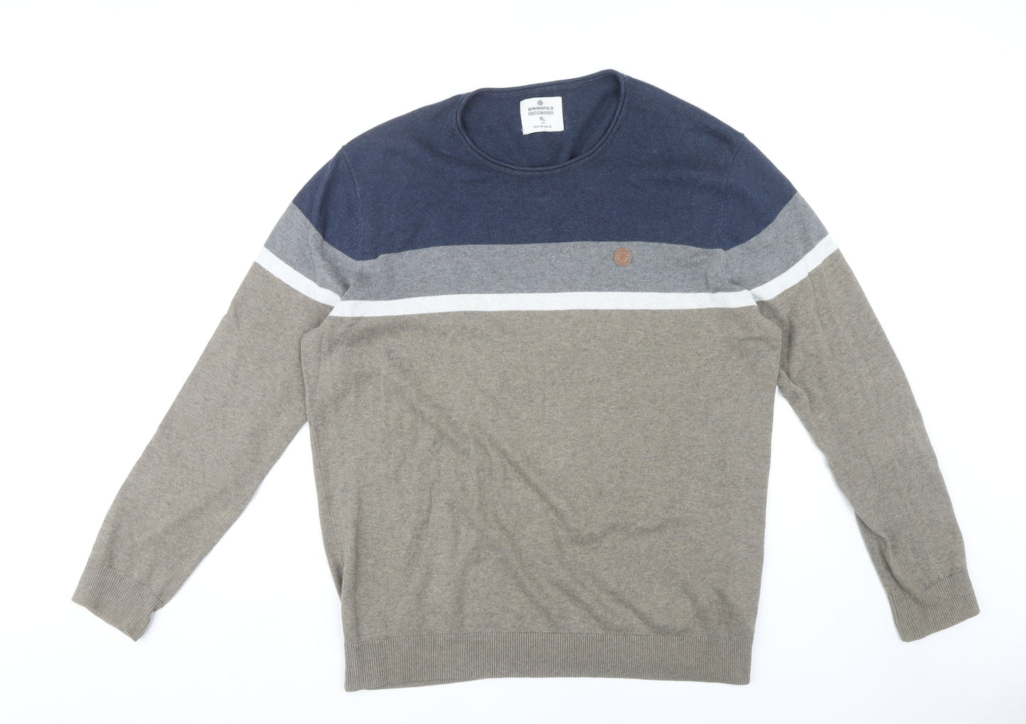 Springfield Men's Blue Beige XL Pullover Jumper