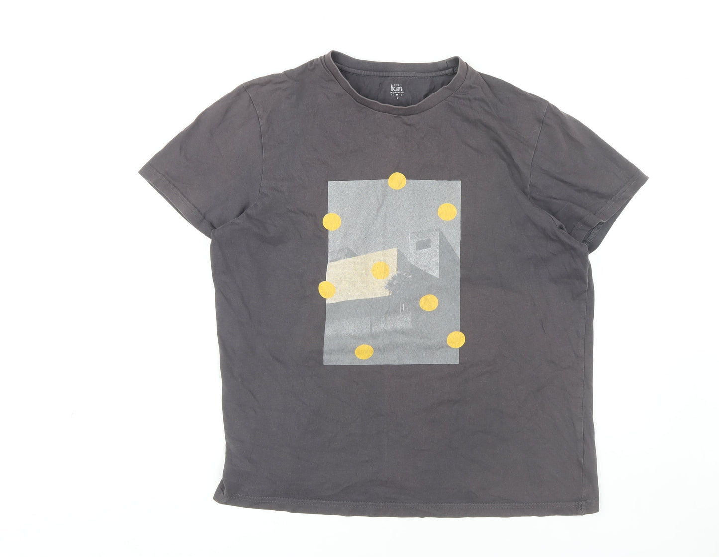Kin by John Lewis Men's Grey Graphic Print T-Shirt L