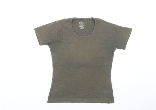 Cotton Traders Women's Green Basic T-Shirt Size 10/12