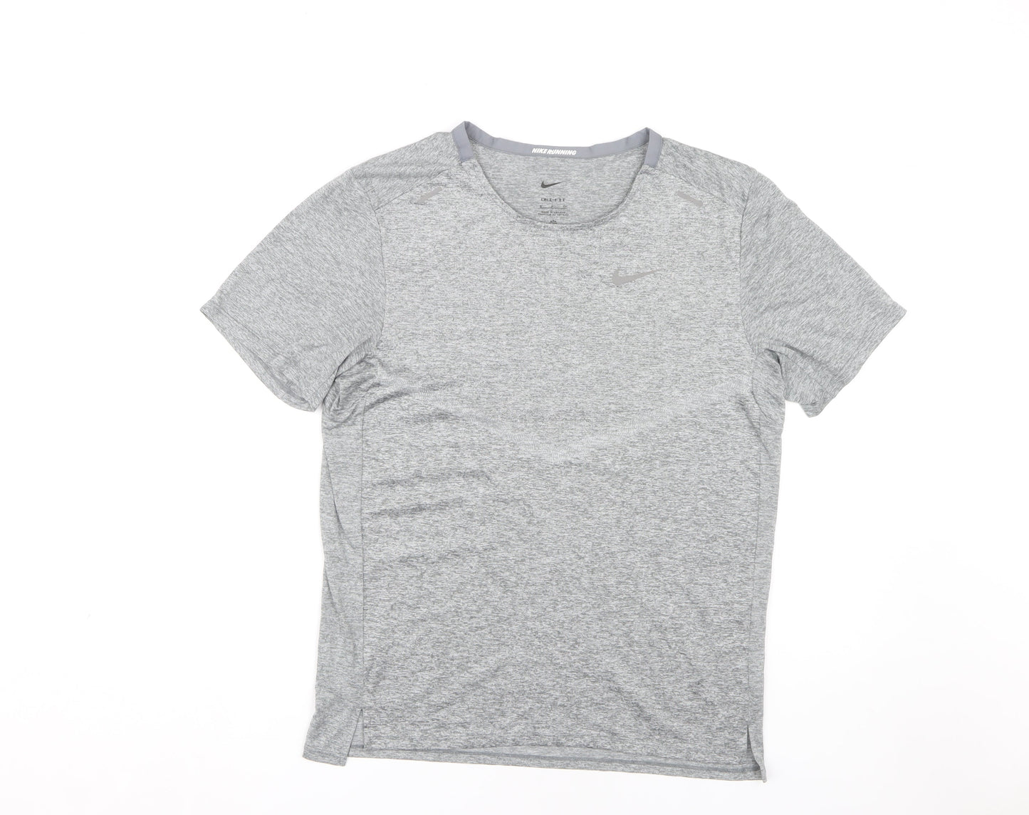 Nike Men's Grey Running T-Shirt, Size S, Breathable, Logo