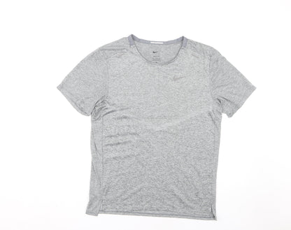 Nike Men's Grey Running T-Shirt, Size S, Breathable, Logo