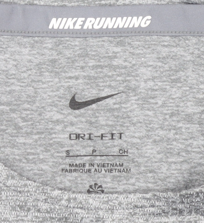 Nike Men's Grey Running T-Shirt, Size S, Breathable, Logo