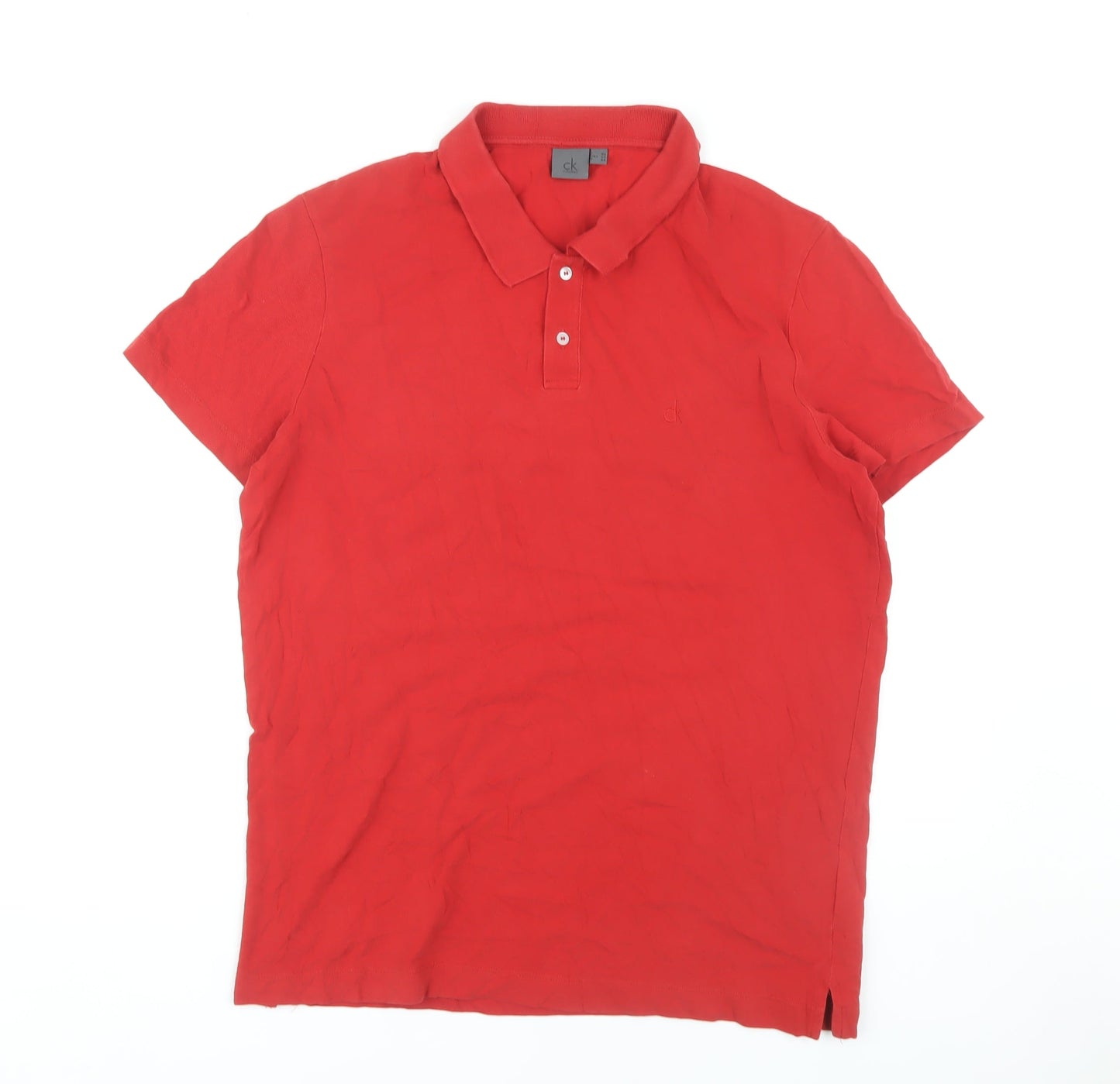 Calvin Klein Men's Red Polo Shirt, Size 54, Short Sleeve