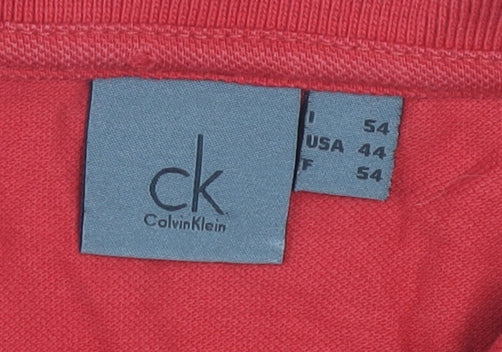 Calvin Klein Men's Red Polo Shirt, Size 54, Short Sleeve