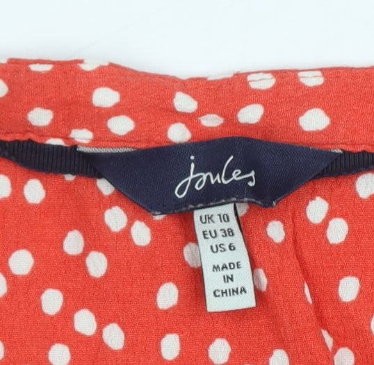 Joules Women's Red Polka Dot V-Neck Dress Size 10
