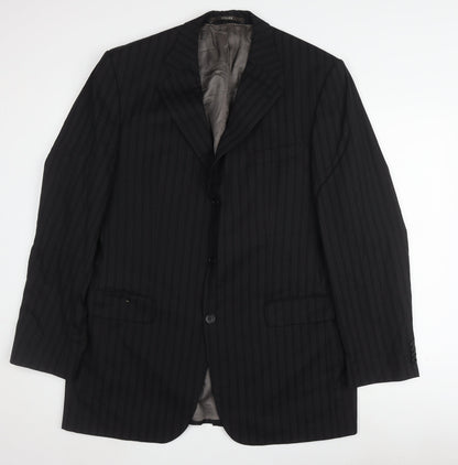 Féraud Men's Black Wool Striped Blazer Size 42