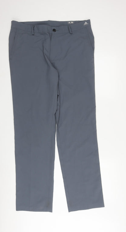 Adidas Men's Grey Golf Trousers Size M Straight Leg