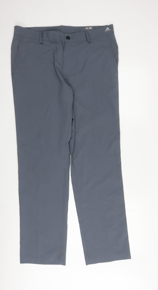 Adidas Men's Grey Golf Trousers Size M Straight Leg