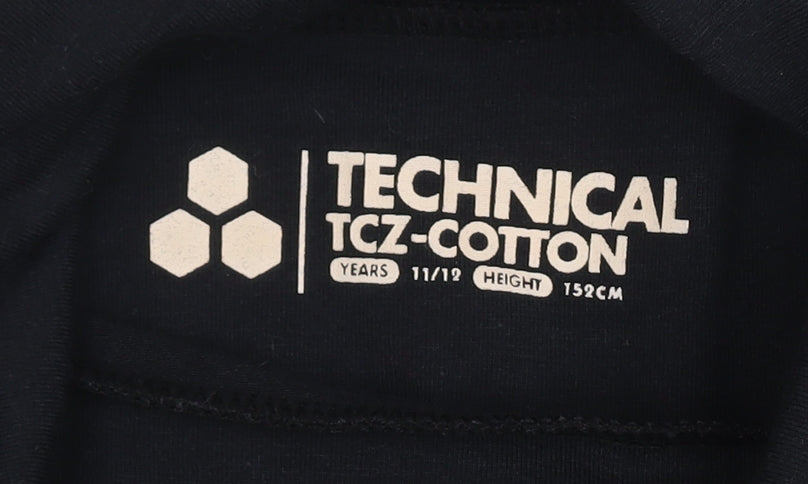 Technical TCZ-Cotton Boys Black Mock Neck Pullover Top 11-12 Years